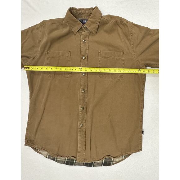 VTG Coleman Outdoors Shirt Mens XL Brown Twill Plaid Flannel Lined Chore Work - Picture 7 of 11